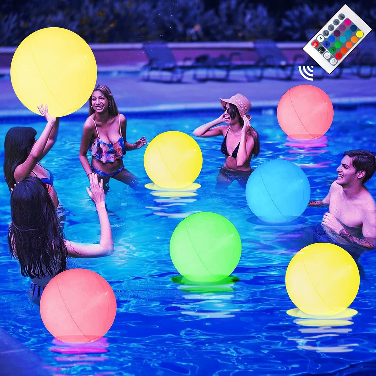 4 Packs Led Beach Ball Toy with 16 Colors Lights and 4 Light Modes - Pool Toys